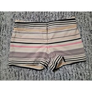 Cynthia Rowley Striped Shorts Women Size 8 Pink Black Beige Gray Casual Summer